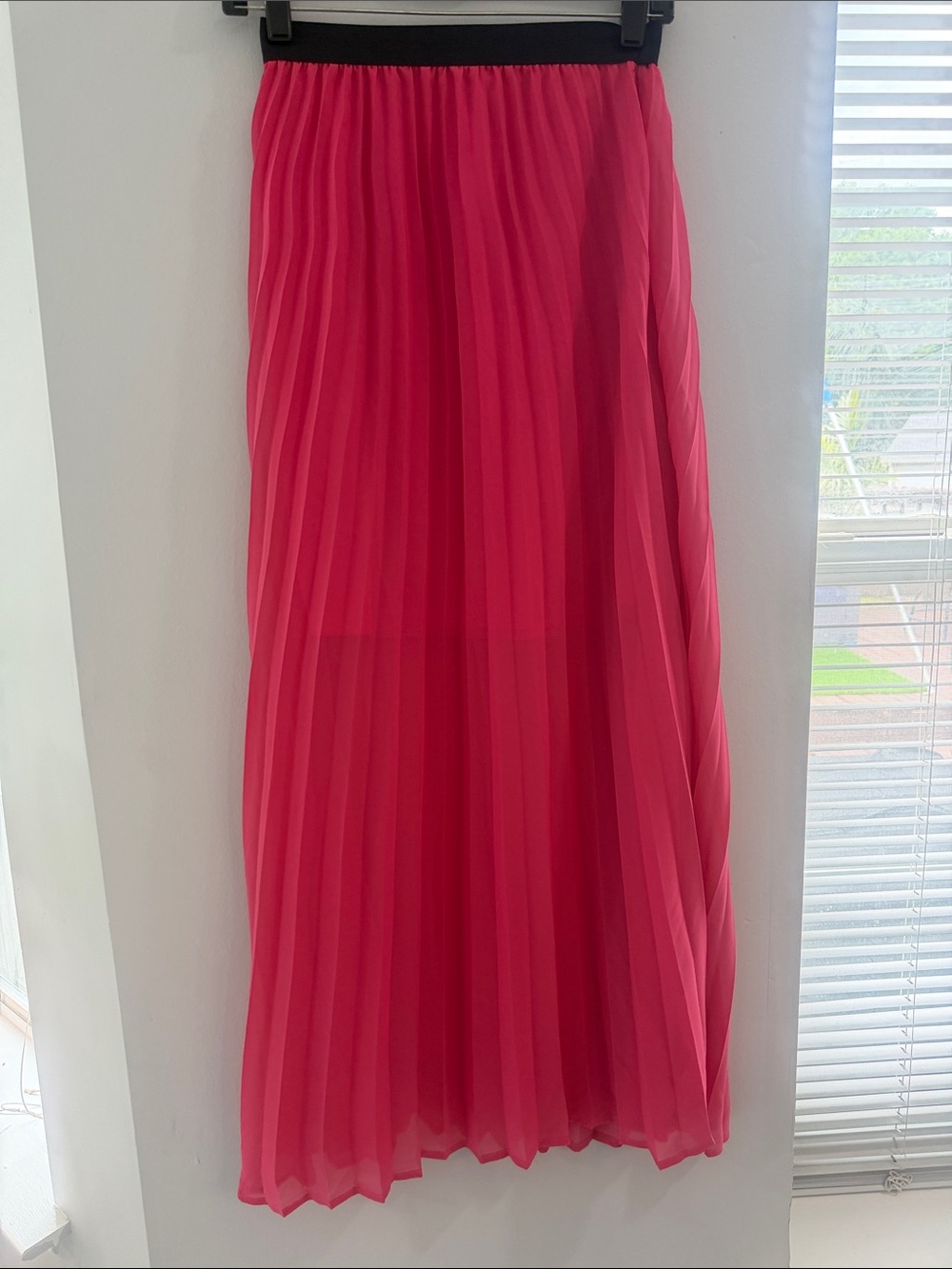 Love By Design Pleated Maxi Skirt in Hot Pink